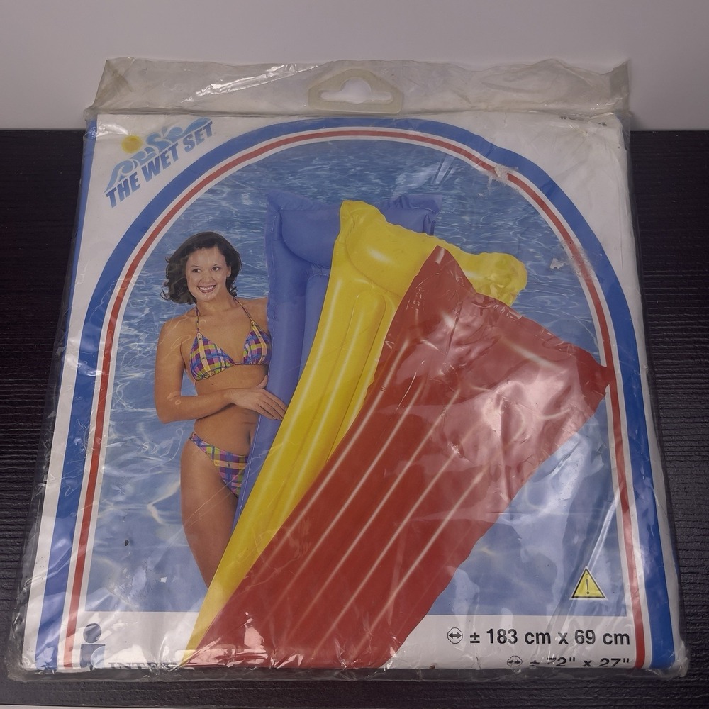 Vintage Intex Canvas Beach Blue Surf Swim Lounge Raft 72x27" RARE 1999 CA USA